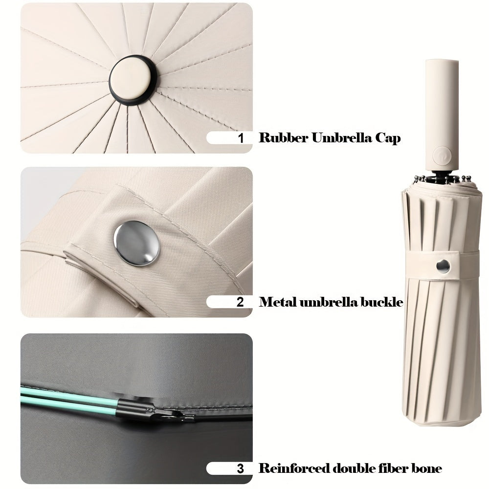 Large Automatic Windproof Umbrella 16K Double Ribs Portable Rain Sun UV Blocking