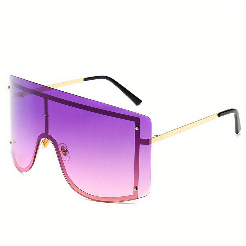 Large Unisex Sunglasses with Anti-Glare Gradient Shield for Summer Beach Parties