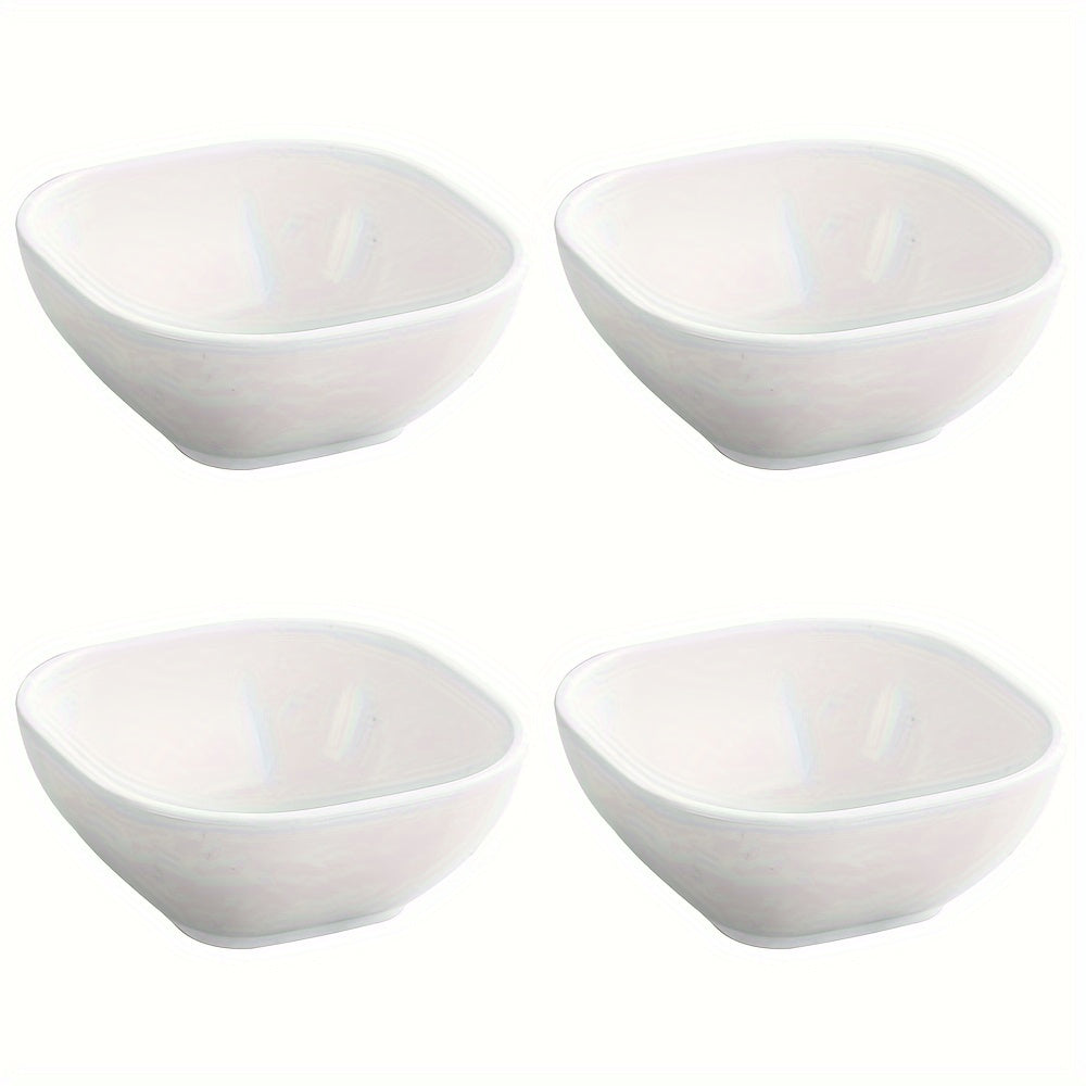 Set of 4 Colorful Wheat Straw Square Sauce Dishes for Jam Vinegar and Seasonings