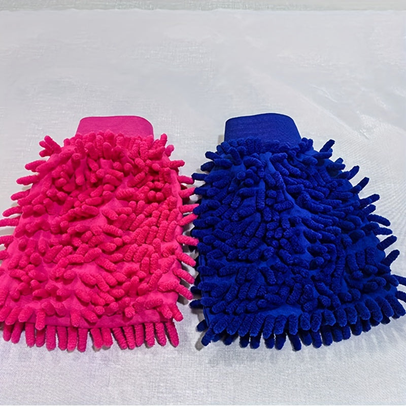 2-Pack Microfiber Car Wash Mitts Double-Sided Soft Cleaning Gloves