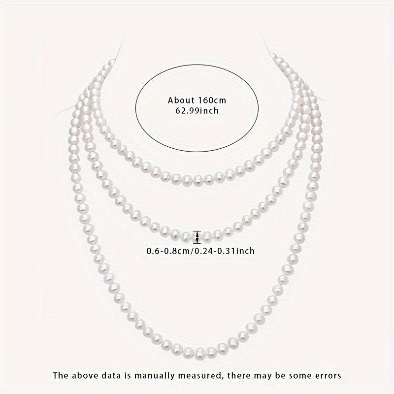 Vintage Multi-Layer Freshwater Pearl Necklace for Women 6-8mm Bridal Party Jewelry