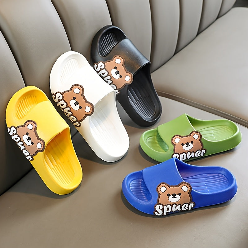 Kids Cartoon Bear Slippers Lightweight Non-Slip EVA Casual Home Shoes for Boys and Girls
