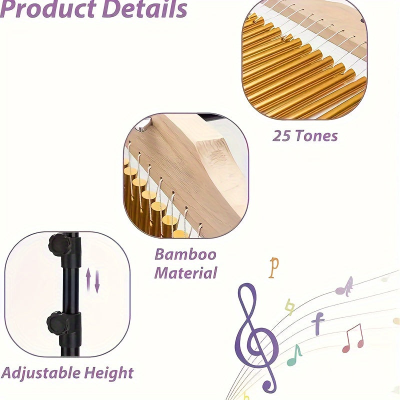 36-Tone Aluminum Wind Chime Set with Stand and Mallet for Musical Performances