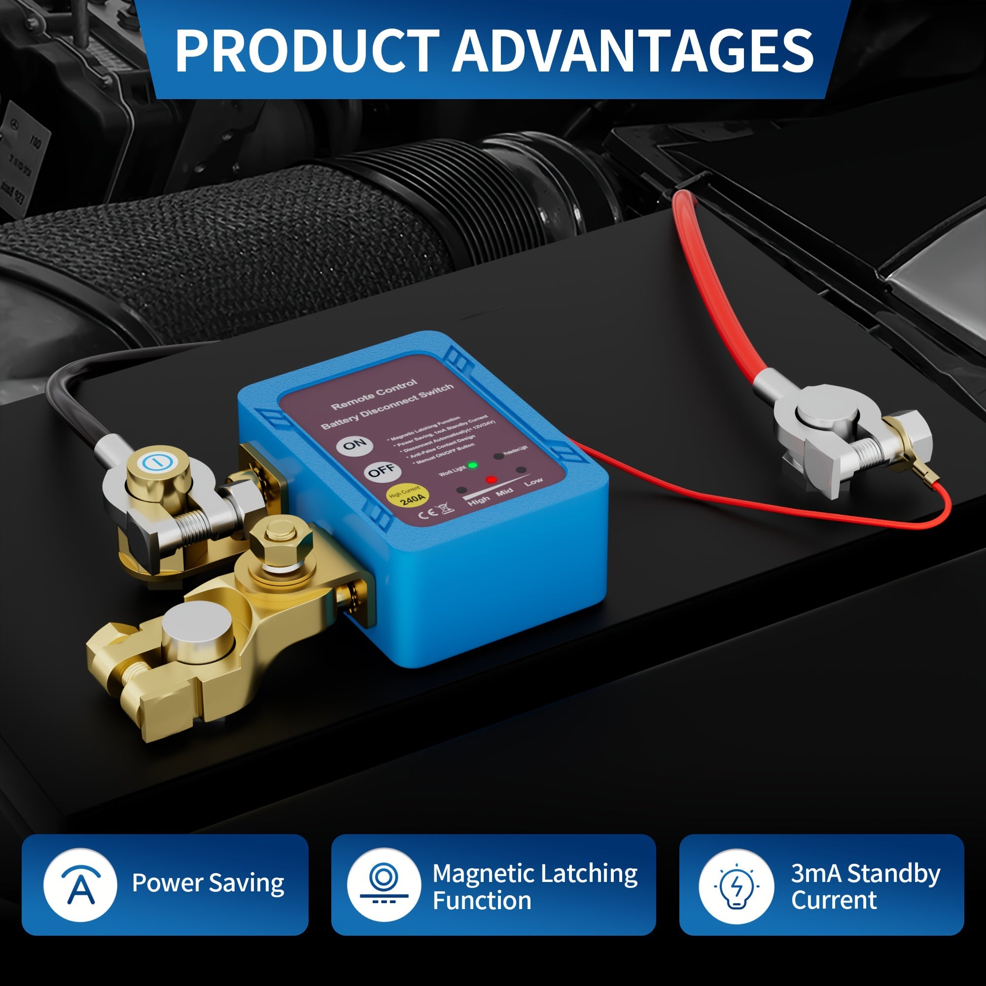12V Remote Battery Disconnect Switch Car Truck Boat With Keys