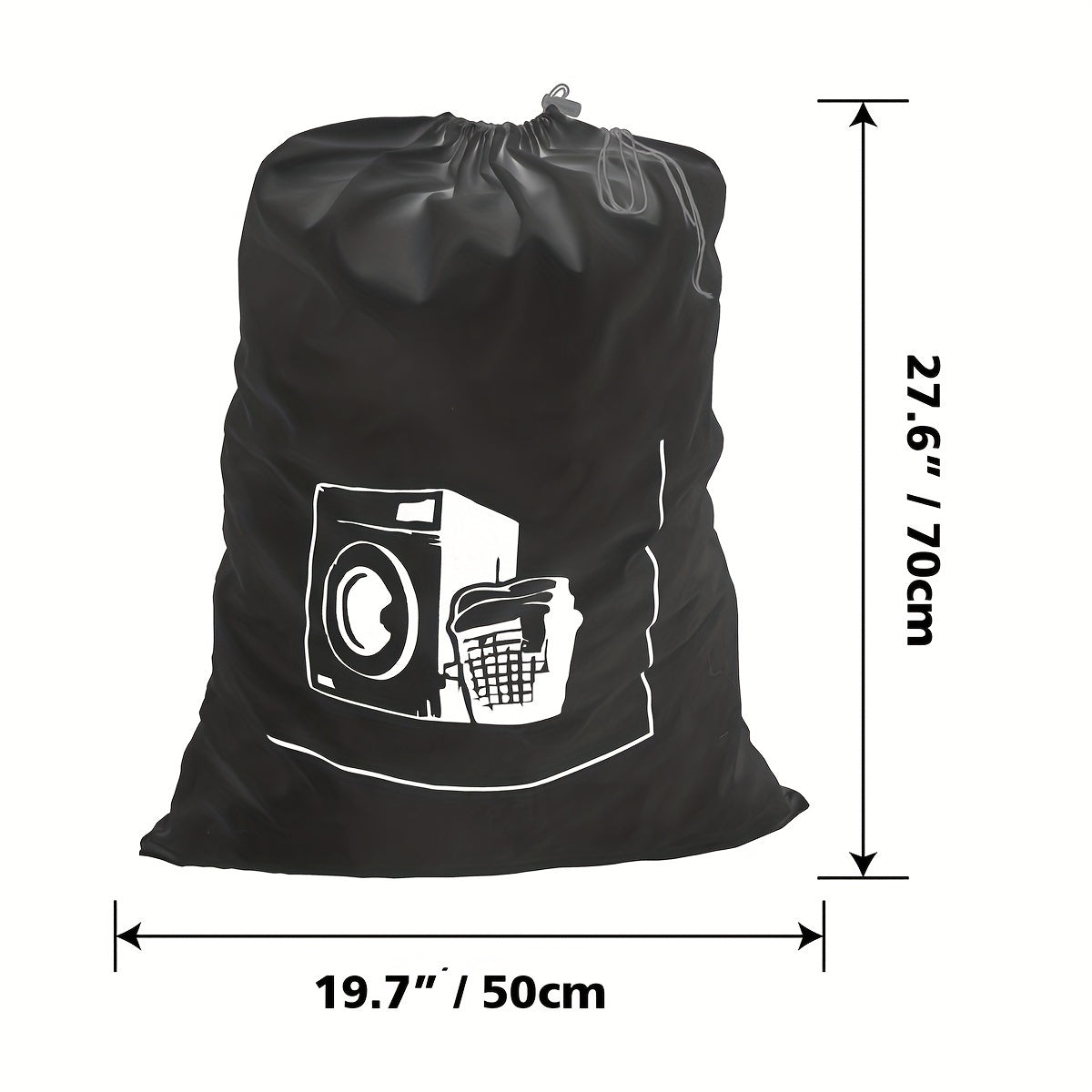 Bolsa de lavandería de tela Oxford resistente de 50cm x 70cm, reutilizable, almacenamiento negro para ropa y juguetes