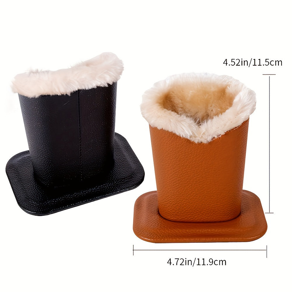 Искусственный кожаный настольный органайзер с мягким внутренним покрытием из искусственного меха для очков и кистей для макияжа, коричневый или черный