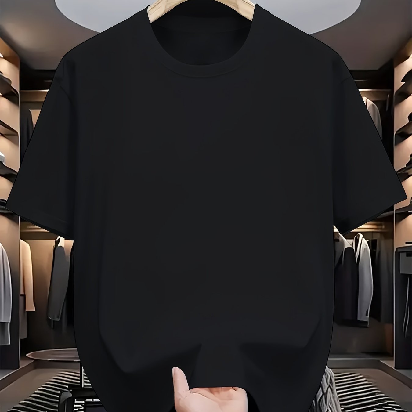 Camiseta de color sólido para adultos con cuello redondo y manga corta, mezcla de poliéster, para todas las estaciones, casual