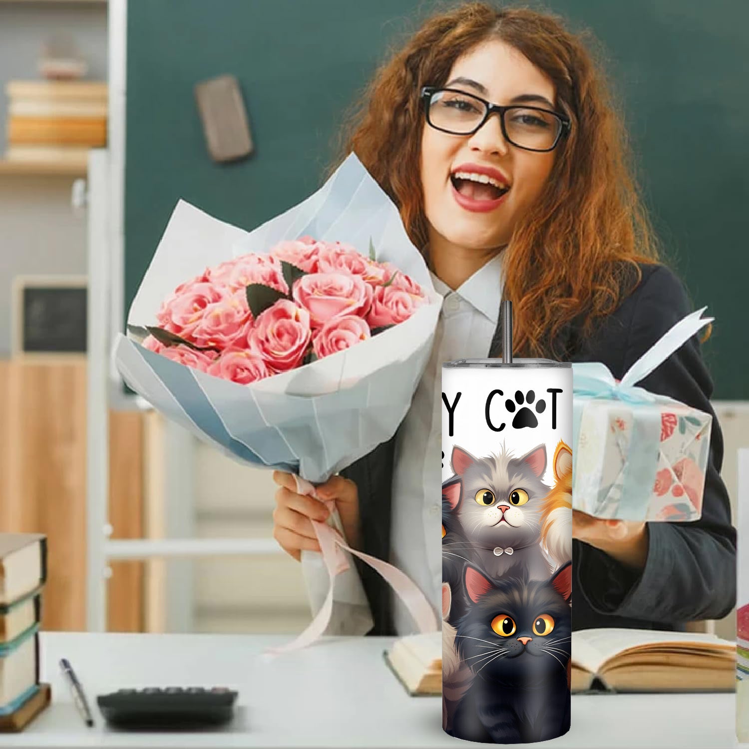 20oz zanglamaydigan po'latdan yasalgan sayohat mug, oqib o'tkazmaydigan, ikki qavatli izolyatsiyali mushuk tumbler