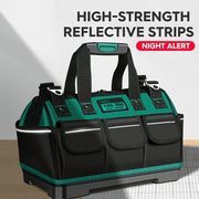 Waterproof Tool Bag with Reflective Strips for Electricians and Carpenters Durable Canvas Grey