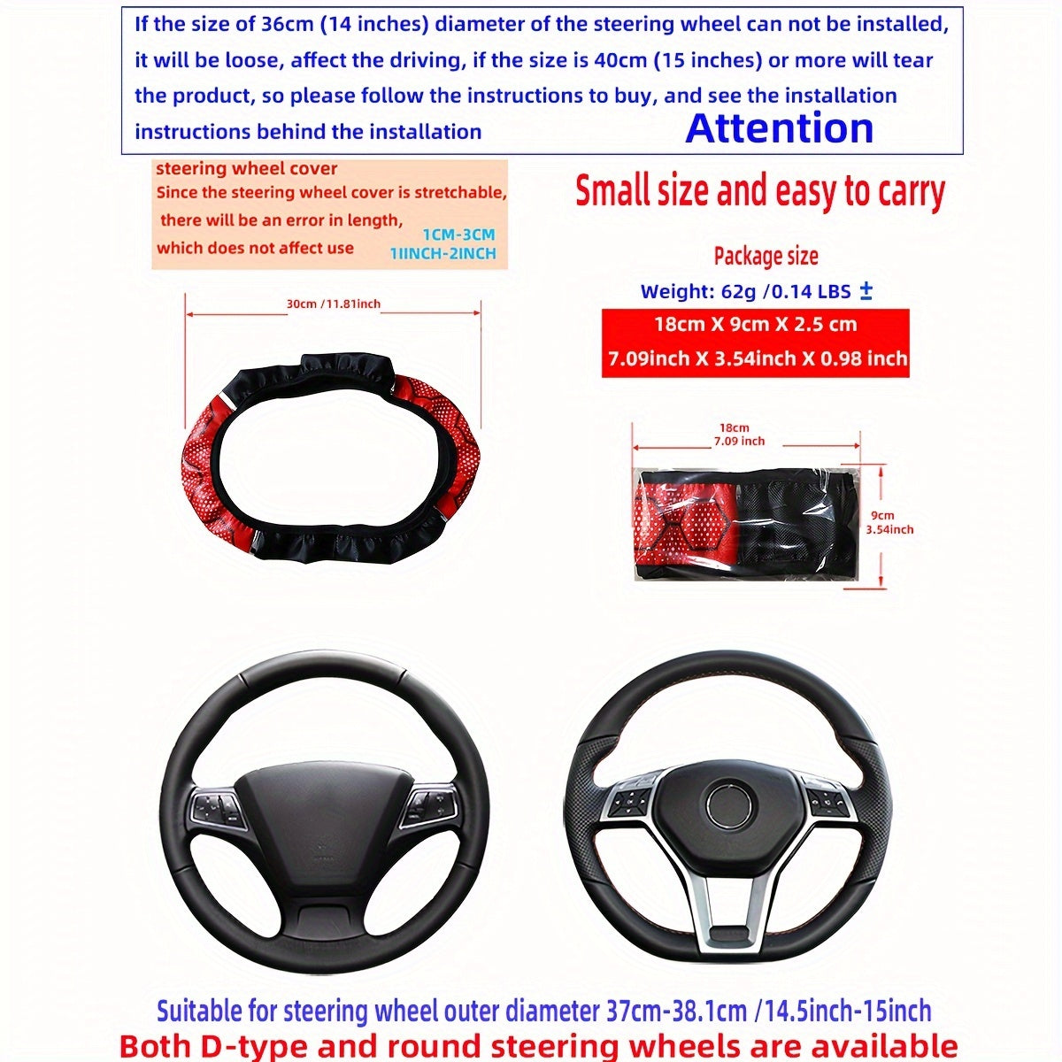 Universal Faux Leather Steering Wheel Cover Bling Metallik Qattiq Yoqimli Oson O'rnatiladi