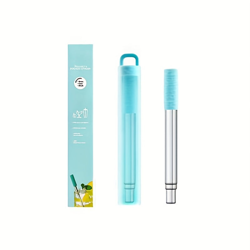Stainless Steel Telescopic Straw with Case, Portable Foldable, Cold Beverages