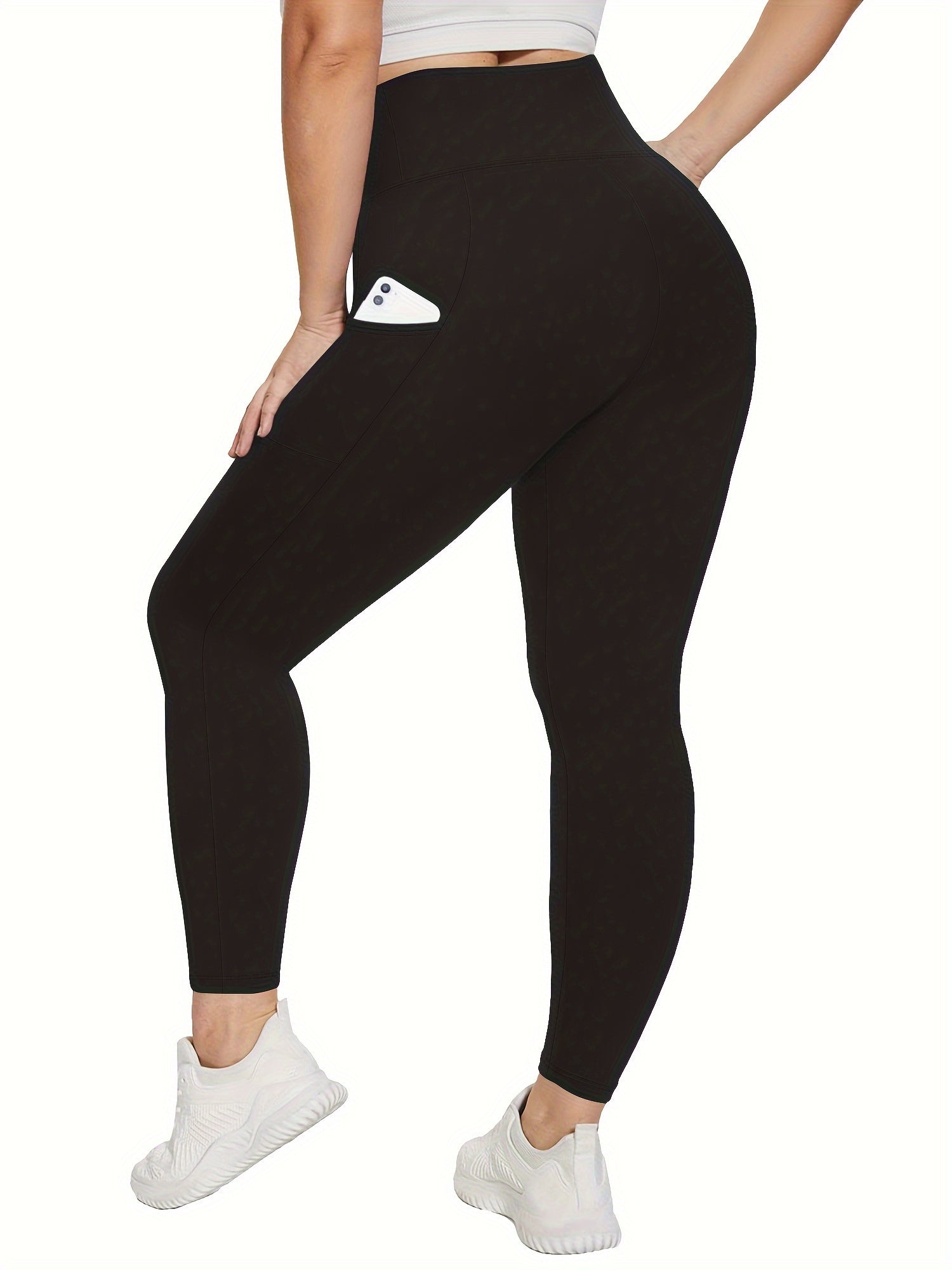 Plus Size Women's Solid Stretch Skinny Leggings High Waist Casual