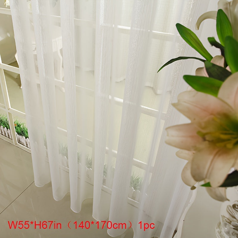 White Shiny Tulle Curtain Panels for Bedroom Living Room Office Kitchen Elegant Sheer Window Drapes