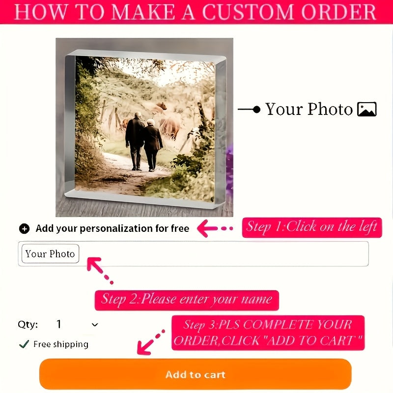 Personalized Square Acrylic Photo Frame for Memories Display