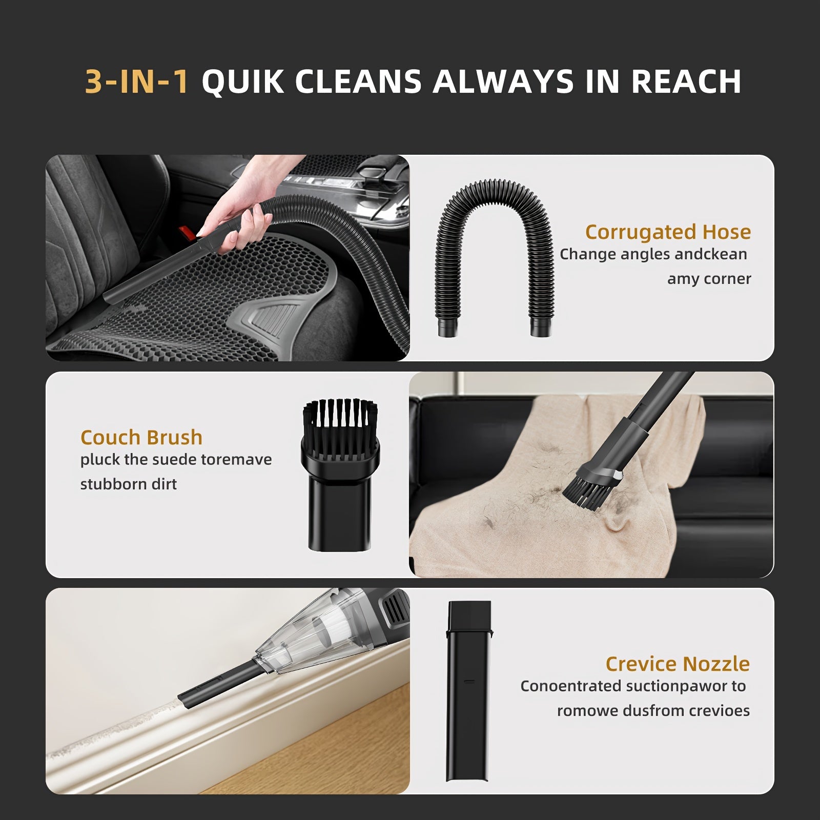 Portable Handheld Vacuum Cleaner for Cars and Home Dusting Compact Cordless Dustbuster