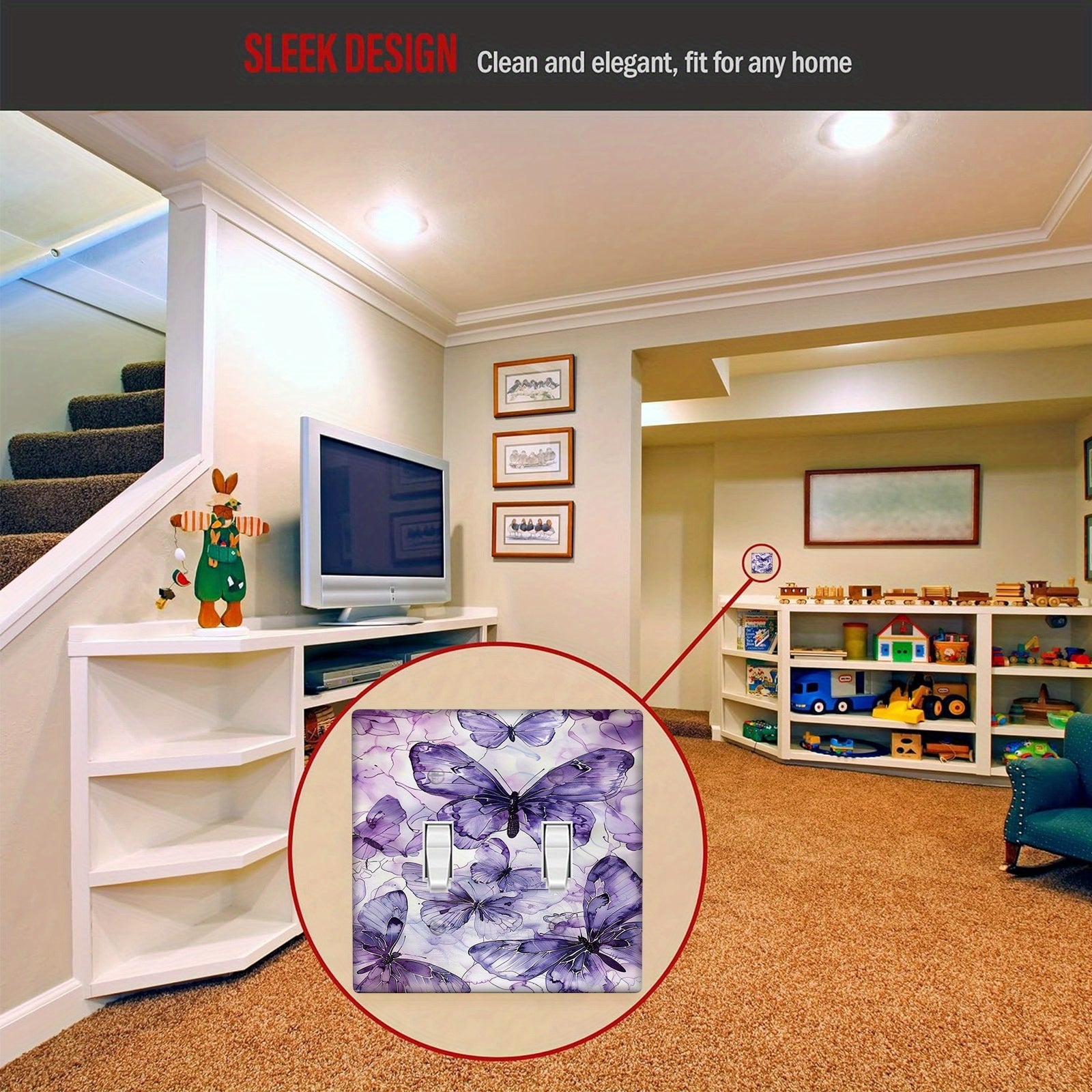 Purple Butterfly Light Switch Cover for Bathroom and Bedroom Easy to Install