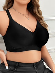 Seamless Plus-Size Wireless Bra for Women Breathable Comfortable All-Season Solid Color