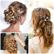 Conjunto de accesorios para el cabello de novia con perlas largas y cristales, que incluye 3 pinzas de pelo con cristales