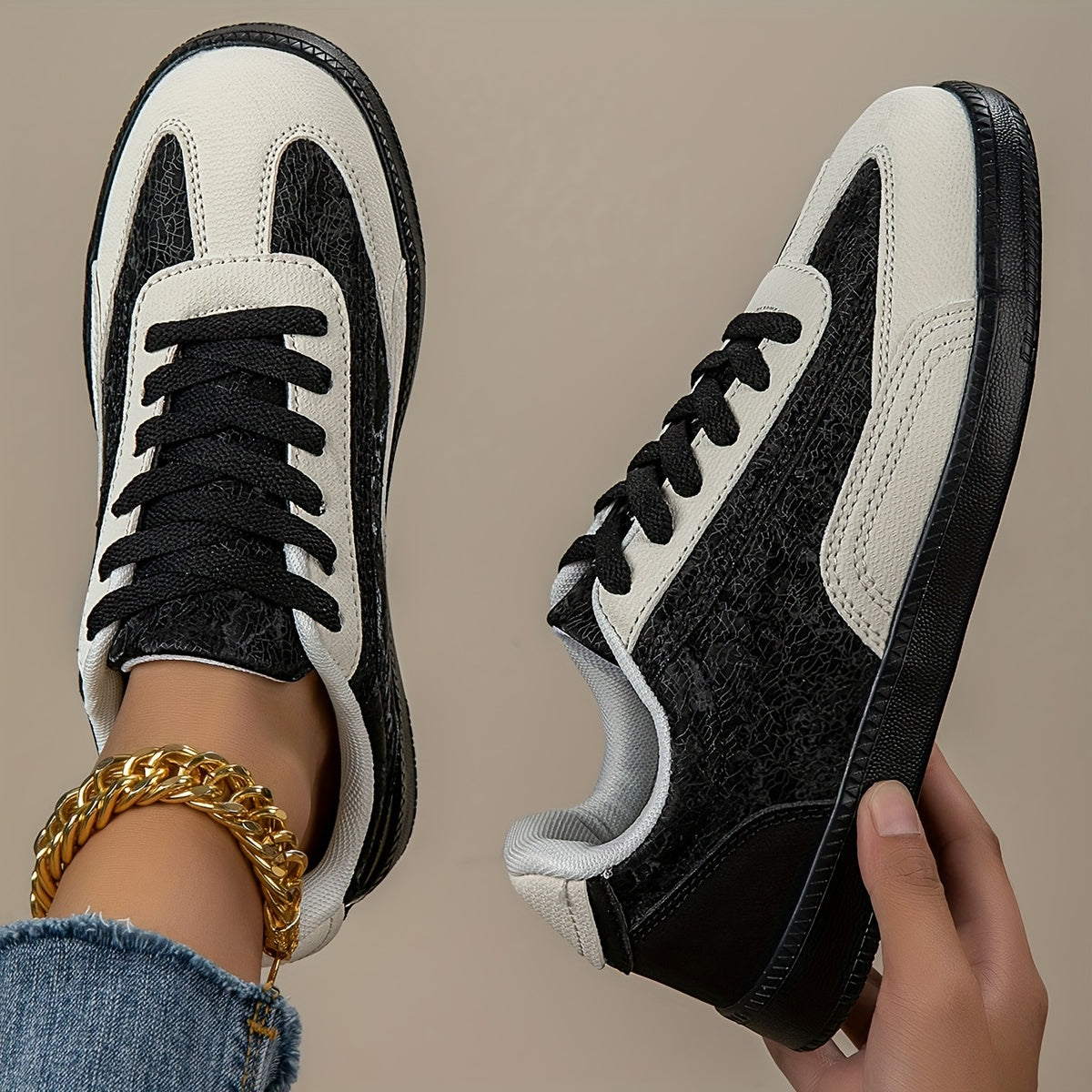 Women's Casual Sneakers Breathable Mesh Non-Slip Low-Top Beige White