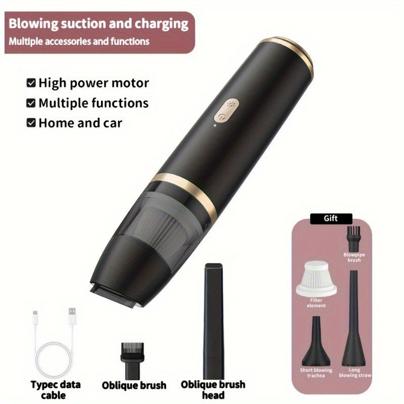 2000mAh Ikki Lithium-Ion Batareya Qo'lga Olingan Changyutgich va Havo Puflagich USB-C Zaryadlash bilan, 50000r/min Havo Oqimi. Uy va Avtomobil uchun Ideal, Zamonaviy Dizayn, Mustahkam Qurilish.