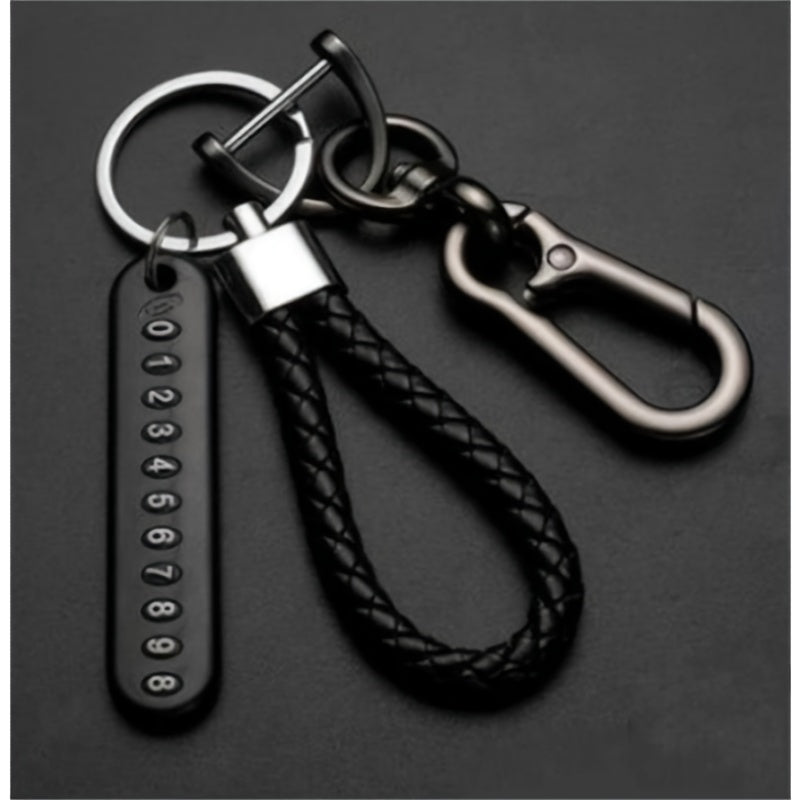 Men's Gold Keychain With Woven Rope Pendant Cool Couple Accessory