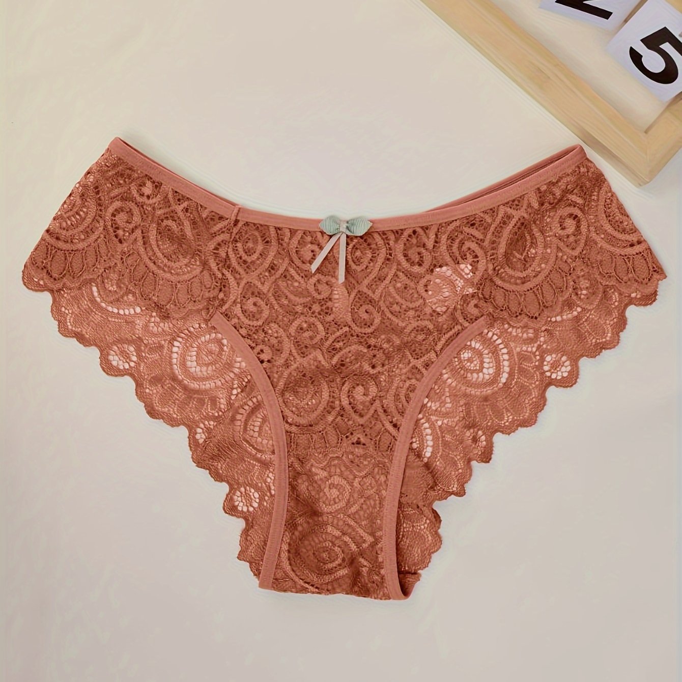 Women's Low Waist Floral Lace Panties Semi-Sheer Breathable Cut-Out Briefs