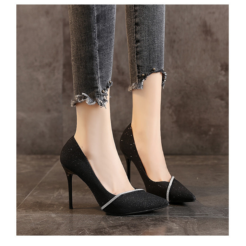 Women's Pointed Toe Stiletto Heels with Rhinestones for Weddings and Parties