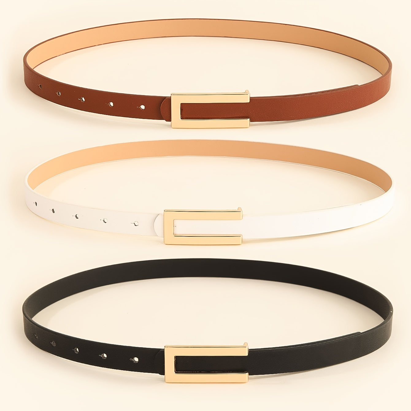 Women's Casual Street Style 3-Piece Set Solid Color Letter Buckle Office Daily Wear