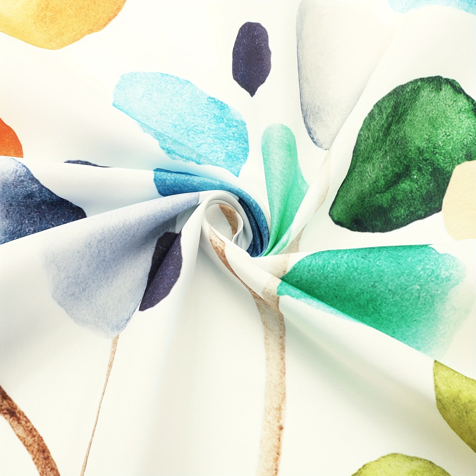 Plants Print Waterproof Shower Curtain with Hooks Decorative Bathroom Accessory