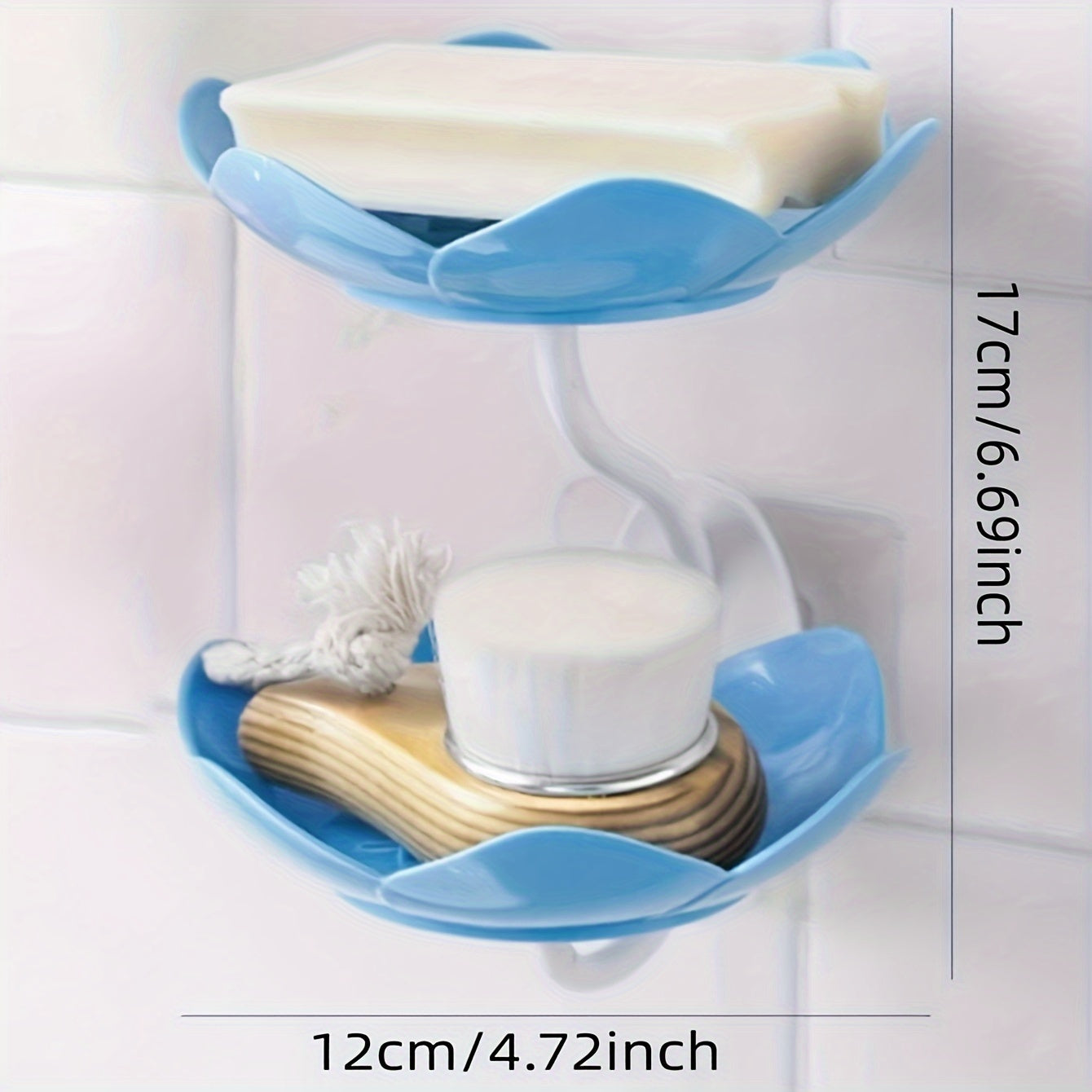 Dispensador de jabón de pared en forma de flor de loto con doble capa para baño o cocina