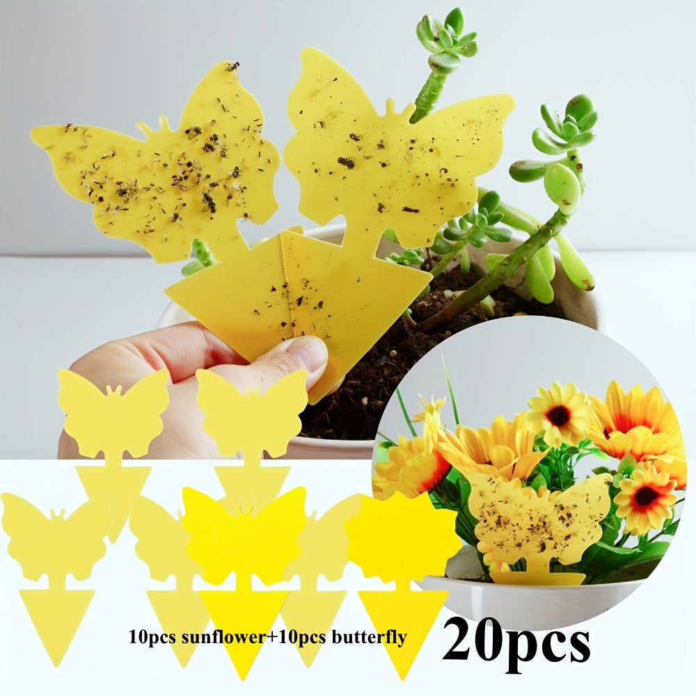 Trampas de insectos con mariposa amarilla y girasol, tableros de pegamento de doble cara, fácil de limpiar