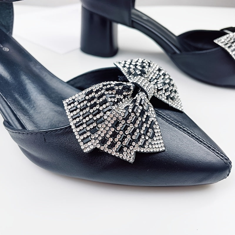 2pcs Black Polyester Bowknot Shoe Charms Removable Butterfly Knot Decorations