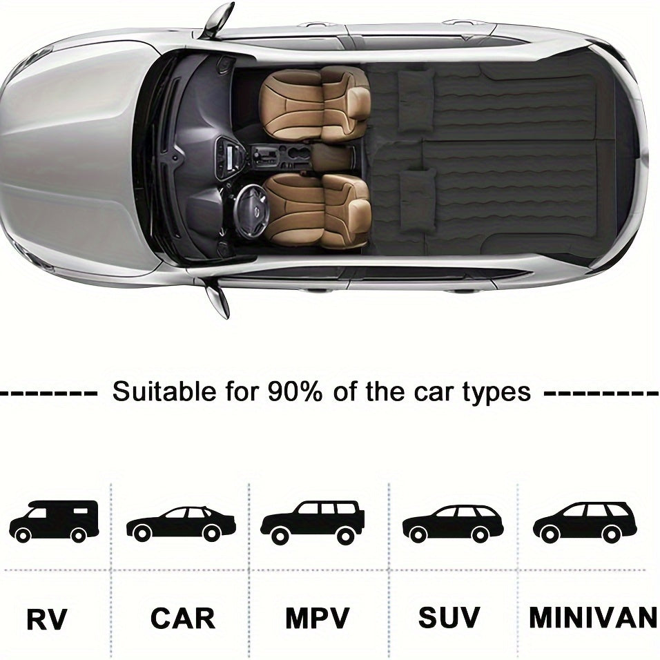 3-in-1 Car Air Mattress with Electric Pump Support Pillars and Pillows for SUV MPV Camping
