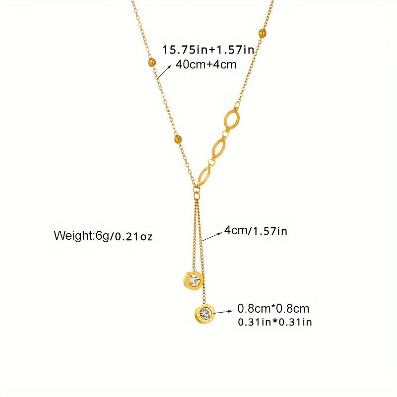 Golden Stainless Steel Circle Pendant Necklace for Women Minimalist Jewelry
