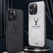 Faux Leather Deer Head Phone Case for iPhone Shockproof Slim Drop Resistant