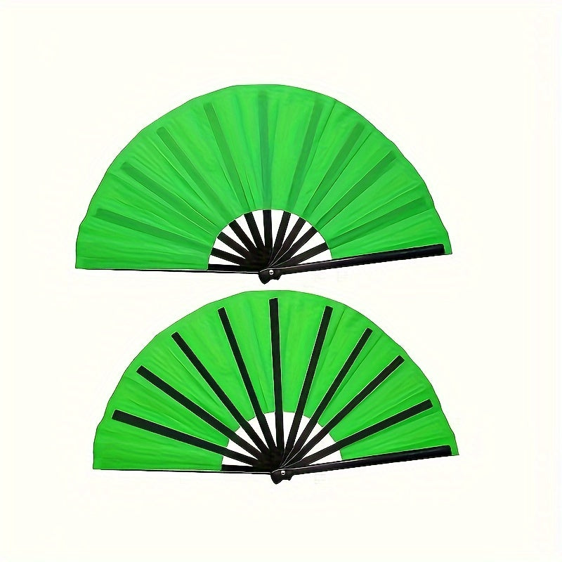 Foldable Nylon Cloth Fan for Dance Martial Arts Performance Non-Skid Grip