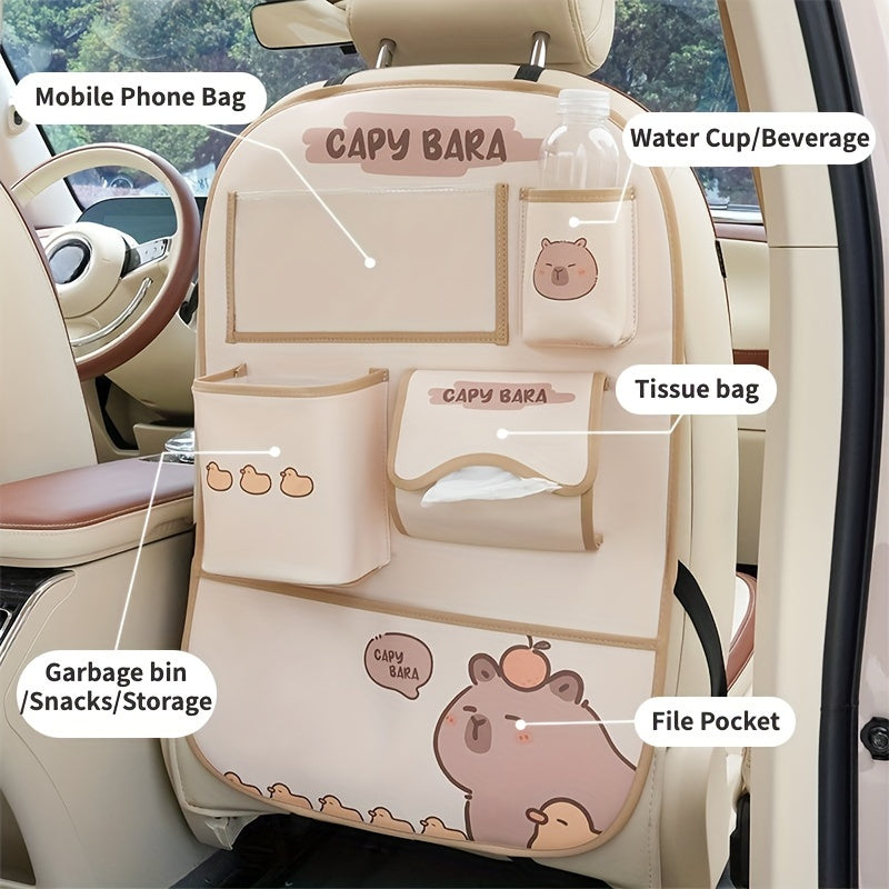 Bolalar uchun PU charm avtomobil o'rindigi tashkilotchisi, tishli tutqich va axlat qutisi bilan