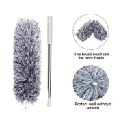 Ushbu ko'p funksiyali 1 dona Qo'shimcha Uzun Mikrofiber Qush Pichog'i 100 dyuymli Telescoping Pol va Ot Junidan Yasalgan Boshga ega. Bu yuqori shiftlar, shift fanatlari, jaluzilar va mebellarga batareyasiz yetib borish uchun mukammaldir. Mustahkam metall