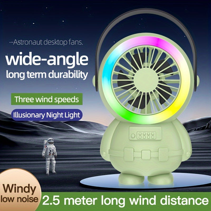 Astronaut USB Fan Rechargeable Portable with 3 Speed Settings for Indoor Outdoor