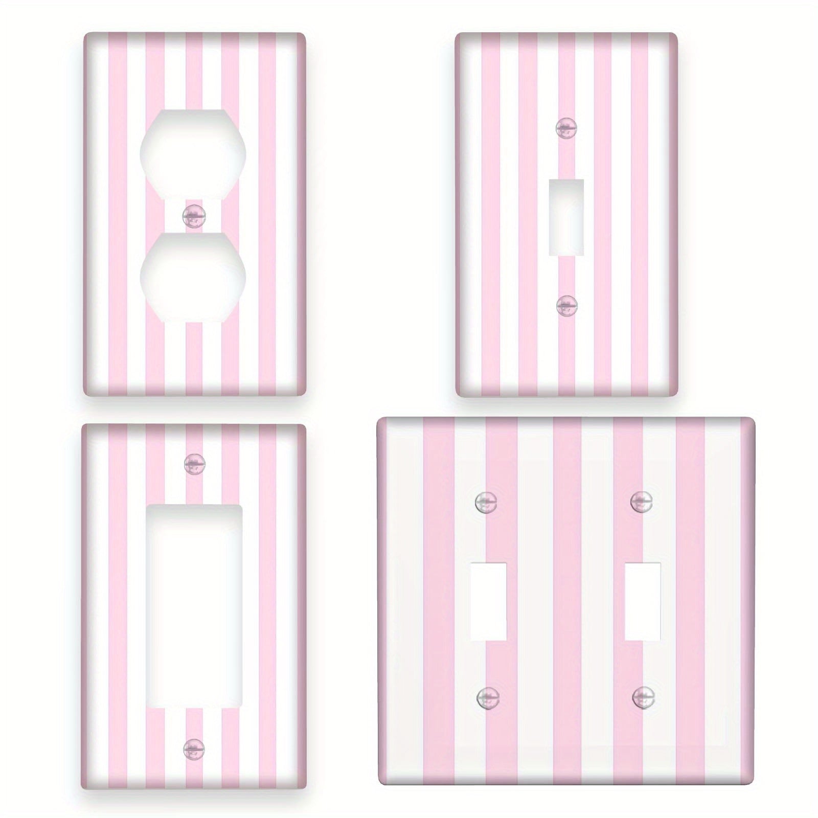 Pink Striped Light Switch Cover Easy to Install No Batteries Required