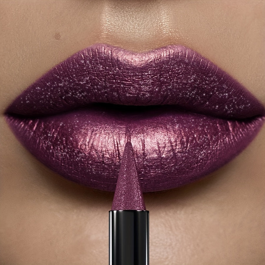 Women Glossy Purple Lipstick Long-Lasting Moisturizing Lip Color