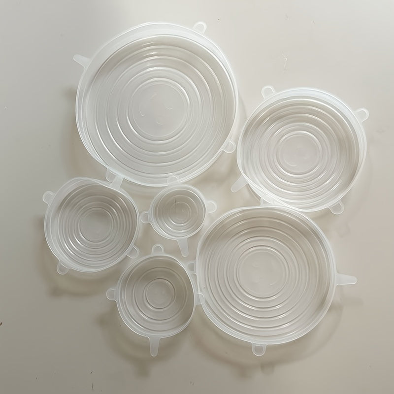 6 piezas de tapas de silicona reutilizables, cubiertas a prueba de fugas y herméticas para frutas y verduras