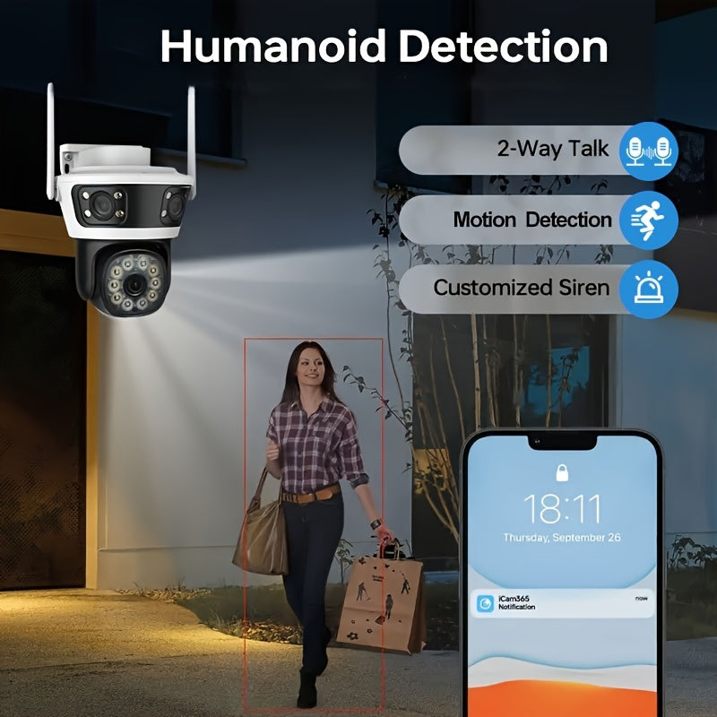 Cámara de seguridad inteligente HD con vista panorámica de 360°, detección de movimiento, audio bidireccional, visión nocturna infrarroja, para uso en interiores y exteriores