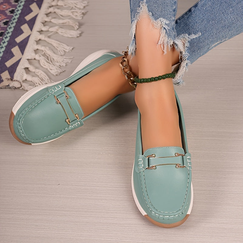 Women’s Solid Color Loafers Slip-On Flats Non-Slip Casual Shoes