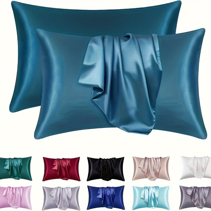 Set of Two Silky Soft Pillowcases with Breathable Cooling Feel Solid Color