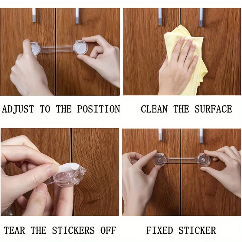 Child Safety Locks Set of 5 Transparent ABS Childproof Drawer Cabinet Fridge Toilet Locks