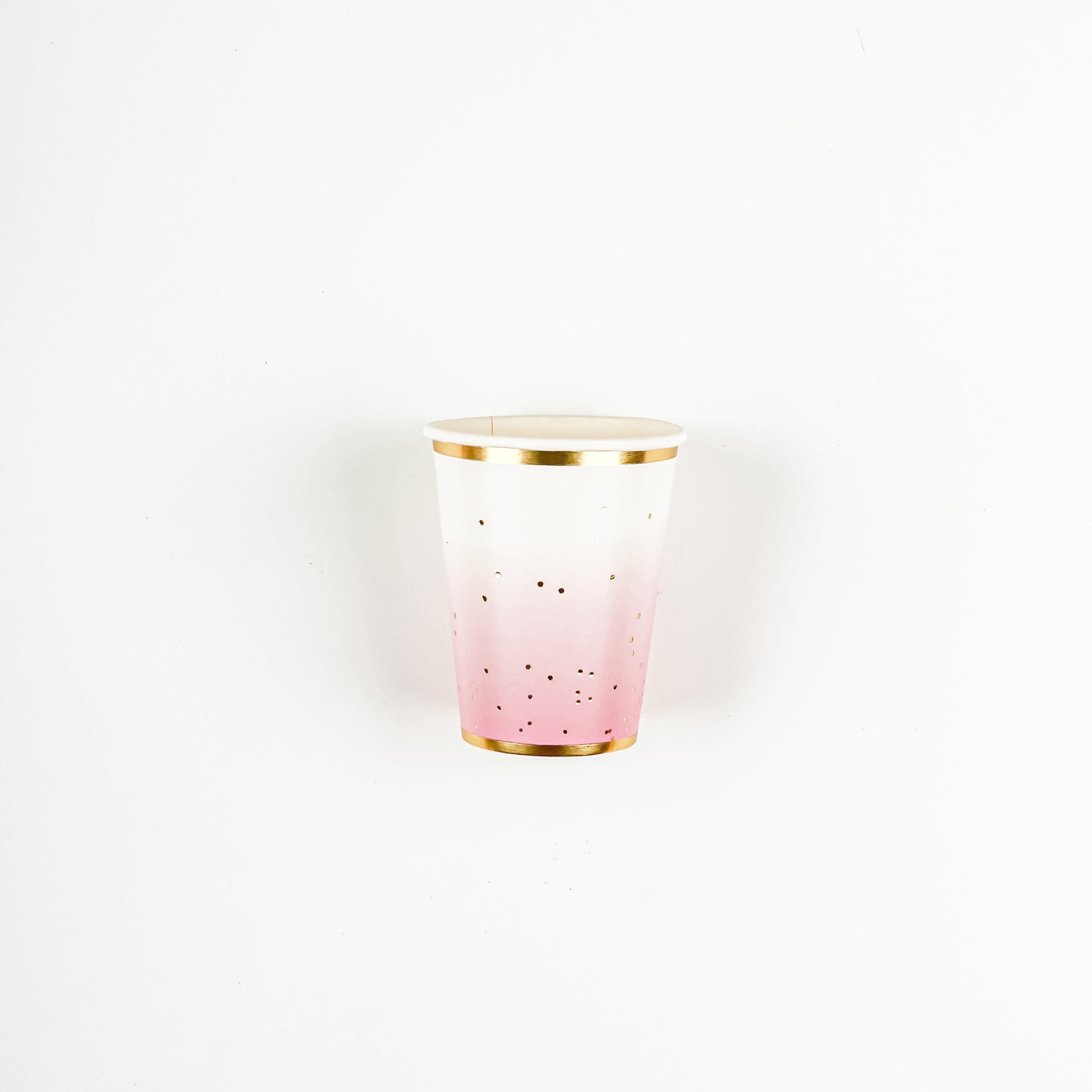 Set of 8 to 16 Pink and Gold Foil Polka Dot Disposable Cutlery Plates Cups with Heart Napkins for Parties Weddings Holidays