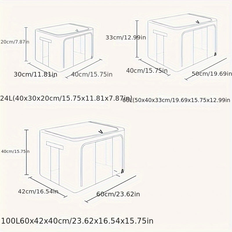 Caja de almacenamiento con estructura de acero plegable y tela Oxford, organizador bajo la cama para ropa y quilts