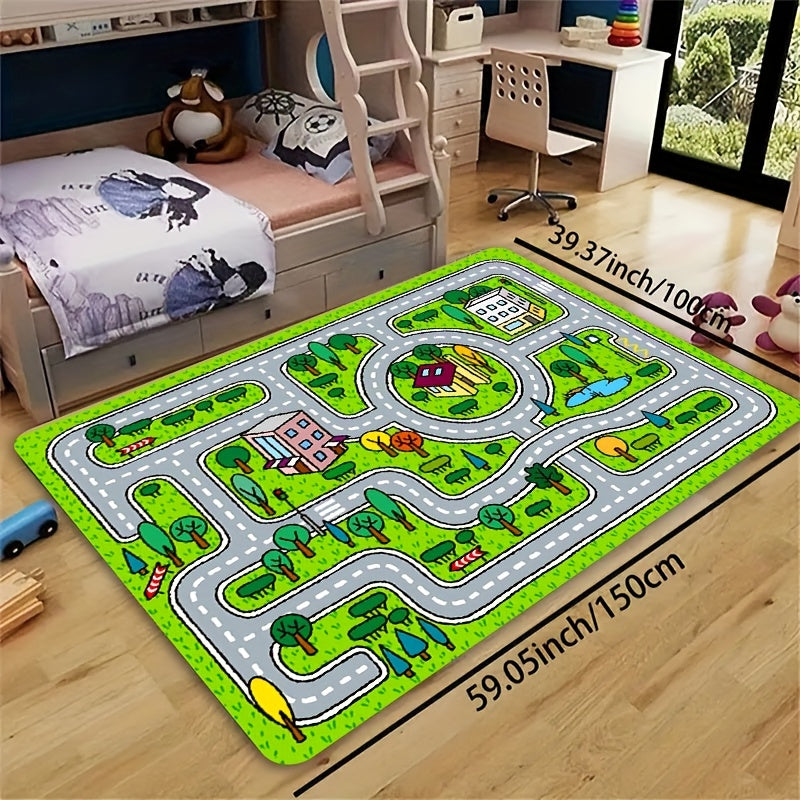 Cute Cartoon Pattern Play Area Rug Non-Slip Washable Floor Mat Multiple Sizes