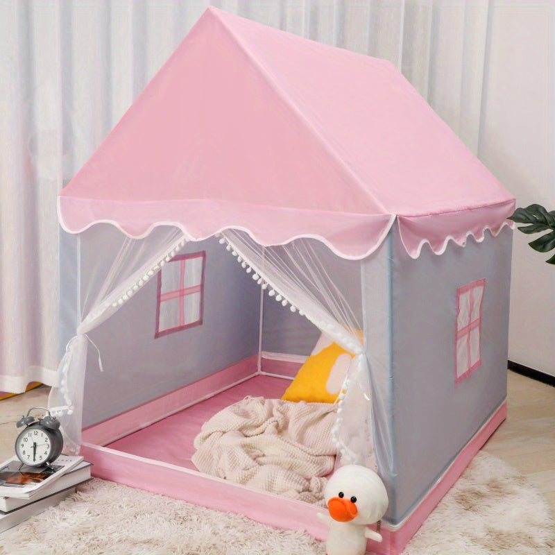 Pink Indoor Children's Tent Castle with Hanging Toy Plush Interior and Duckling Decor